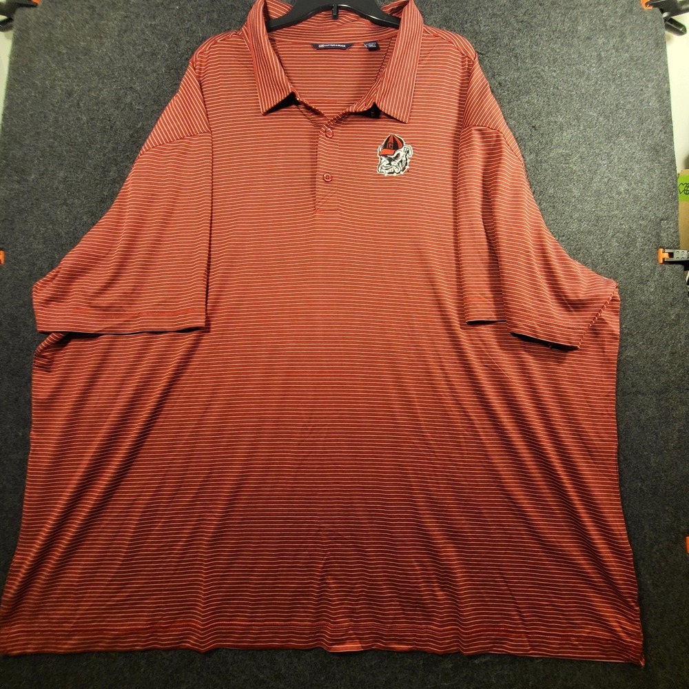 Cutter & Buck Georgia Bulldogs Polo Shirt Mens 5XB Red White Stripe NCAA Golf - Picture 3 of 10